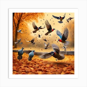 Birds In The Autumn Art Print