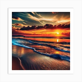 Sunset On The Beach 300 Art Print