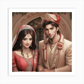 Indian Bride And Groom Art Print