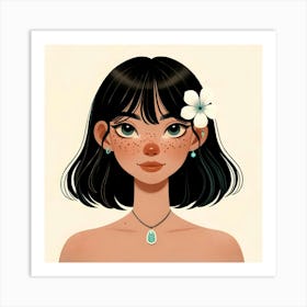 Girl With Freckles Art Print