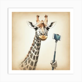 Giraffe Selfie Art Print