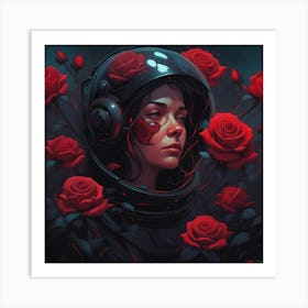 Girl With Roses Art Print