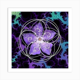 Sacred Geometry Fibonacci Spiral Flowers 5 Art Print