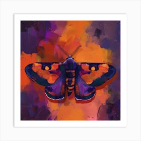 Moth on orange purple Art Print