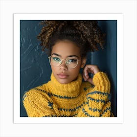 Portrait Of A Young Woman Wearing Glasses Art Print