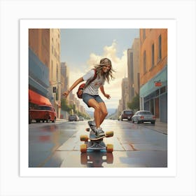 Skateboarder Art Painting 1 Art Print