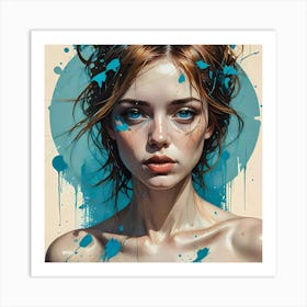 Into The Blue A Girl With Blue Eyes Art Print