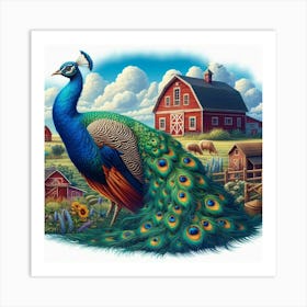 Peacock On The Farm 2 Art Print