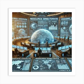 A Detailed Futuristic Scene Showing The Resource D Art Print