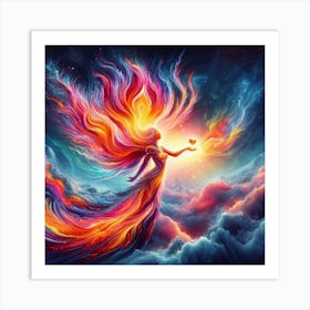 Fire Woman In The Sky Art Print