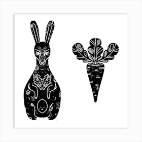 Rabbit And Carrot Art Print