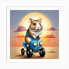 Hamster On A Bike Art Print