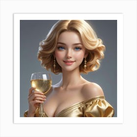 Beautiful Woman Holding A Glass Of Wine 2 Art Print