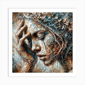 Textured Woman S Face Abstract Wall Art Art Print