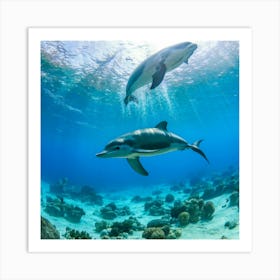 Dolphins In The Ocean Art Print