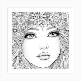 Young Girl Colouring 2 Art Print