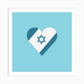 Israel Flag Icon In Heart Shape In Flat Design Art Print