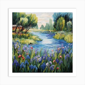 Monet's Riverside Brushwork Art Print