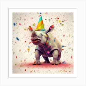 Birthday Rhino 1 Art Print