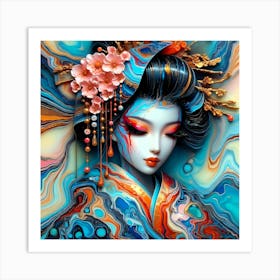 Japan Traditional Geisha Illustration By Ad 133 Art Print