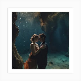 Scuba Diving Engagement Photo Art Print