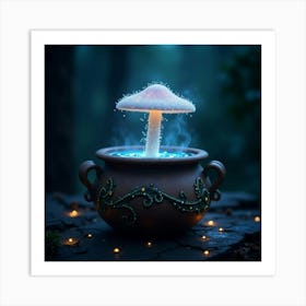 Flux Dev A Delicate Glowing Mushroom With A Cap Resembling A P 0 Art Print