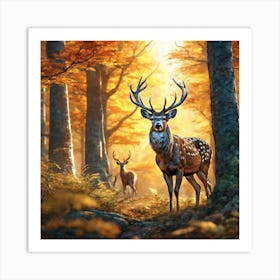 Deer In The Forest 171 Art Print