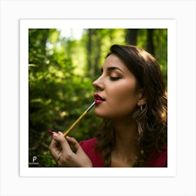 Portrait Of A Woman In The Woods Art Print