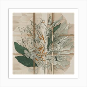 Butterflies And Leaves 3 Art Print