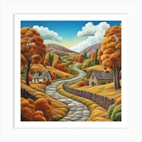 The Winding Road Home. In the middle of the meadows 16 Art Print