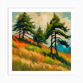 Cedar Trees On The Hill Art Print