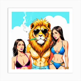 Lions And Ladies Art Print