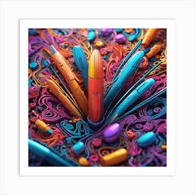 Colorful Pens Art Print