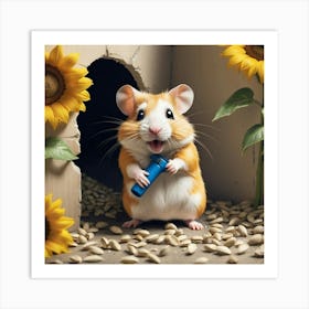 Hamster Holding A Phone 4 Art Print