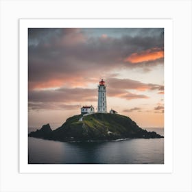 Lighthouse At Sunset 16 Art Print