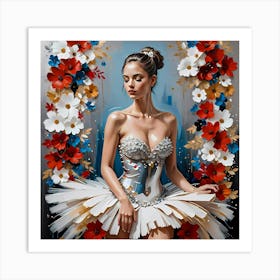 Floral Elegance: A Dancing Ballerina Art Print