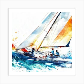 Watercolor Sailboat Painting 1 Art Print