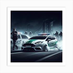 Police Cars On The Road Art Print