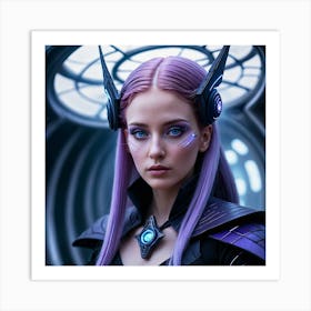 Girl With Purple Hair Art Print