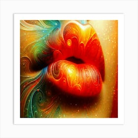 Lips, Abstract Painting, Eclectic, Colorful  Art Print