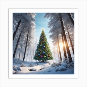 Christmas Tree In The Forest 130 Art Print