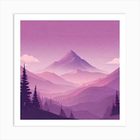 Misty mountains background in purple tone 83 Art Print