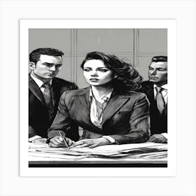 Man And Woman In Business Suits Art Print