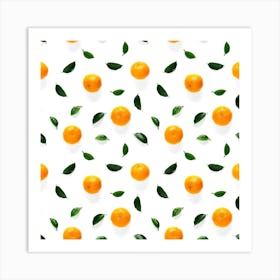 Seamless Pattern Of Oranges And Leaves Art Print