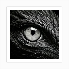 Firefly Piercing Eye Of A Black Dragon In Monochrome 10584 Art Print