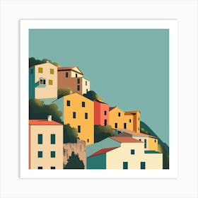 Colorful Houses On A Hillside Art Print