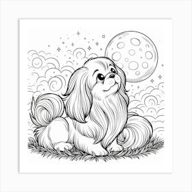 Line Art Pekingese dog Art Print