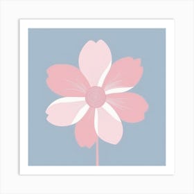 A White And Pink Flower In Minimalist Style Square Composition 342 Art Print