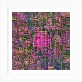 Pink Computer Circuit Board Art Print