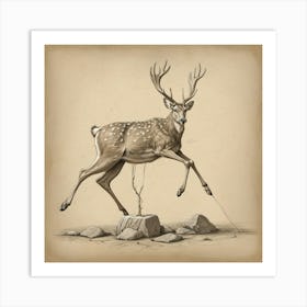 Deer Leaping Art Print